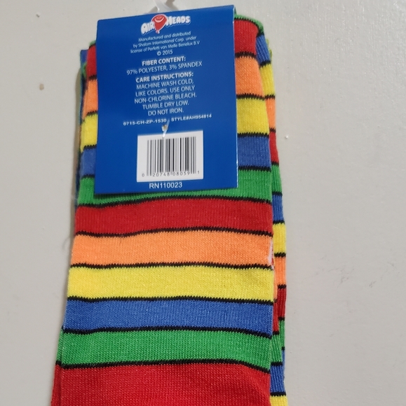 Cute Air Heads Knee High Rainbow 🌈 Multicolor 2 Pair Socks 9-11 Unisex Men/Wo - Picture 5 of 7